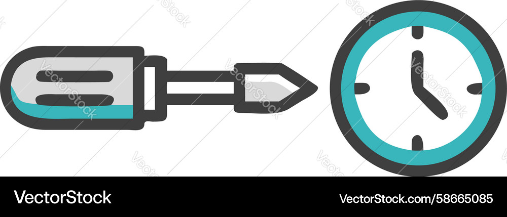 Scheduled tool task screwdriver with clock timed Vector Image