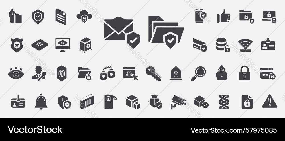 Security concepts set glyph icons data protection Vector Image