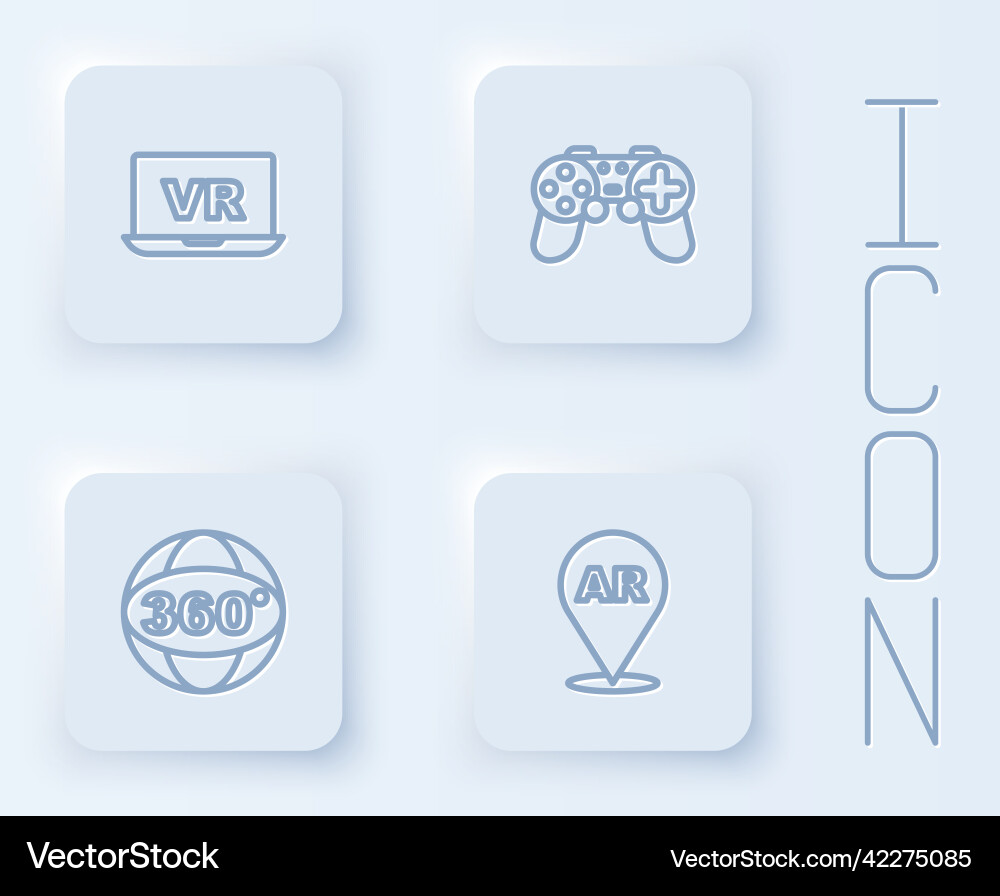 Set line virtual reality gamepad 360 degree view Set line virtual reality gamepad 360 degree view Vector Image