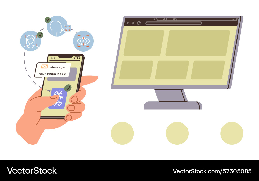 Two-factor authentication process with mobile vector image