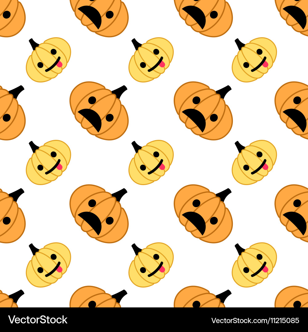 White halloween pumpkin seamless pattern Vector Image