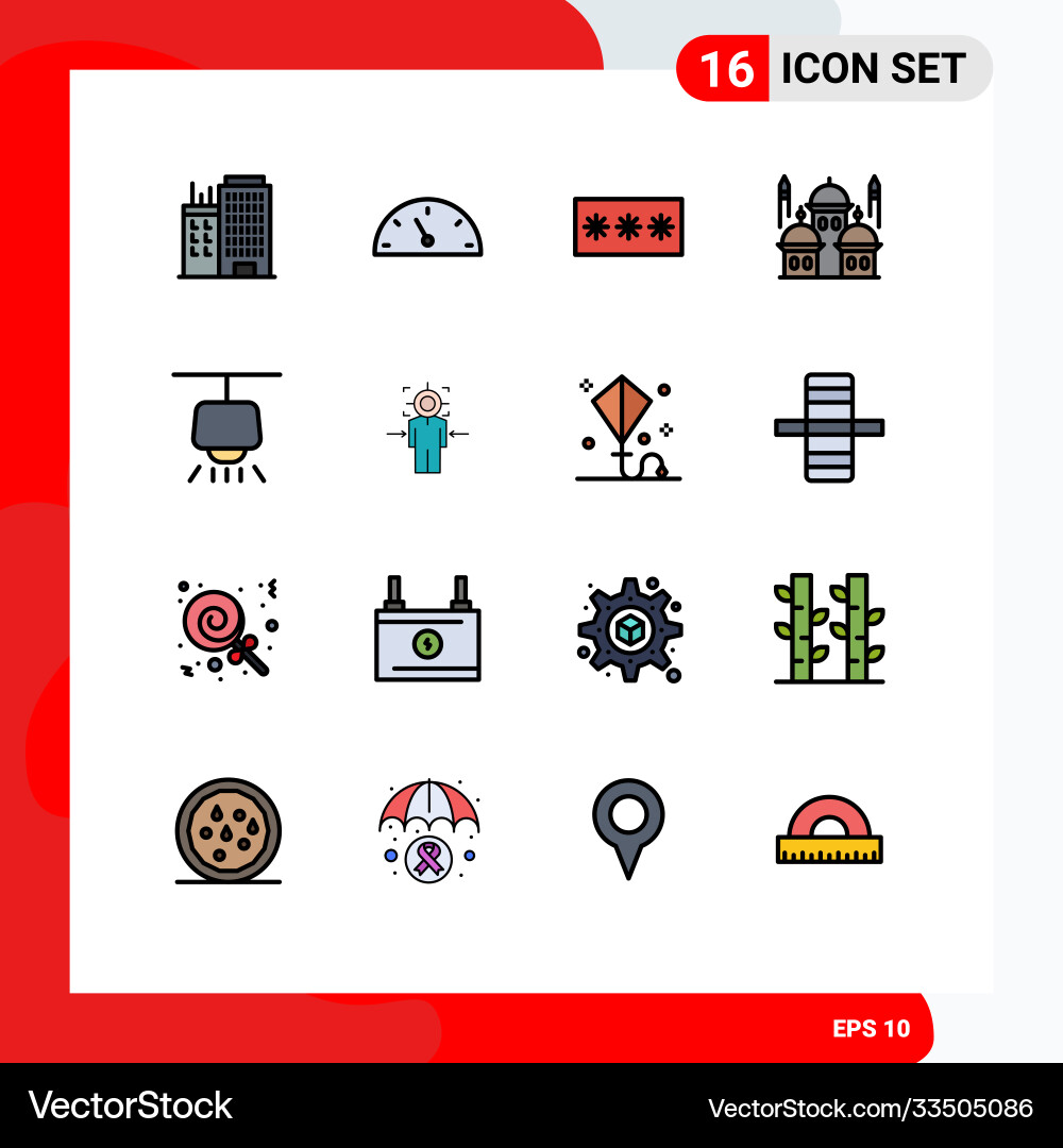16 user interface flat color filled line pack Vector Image