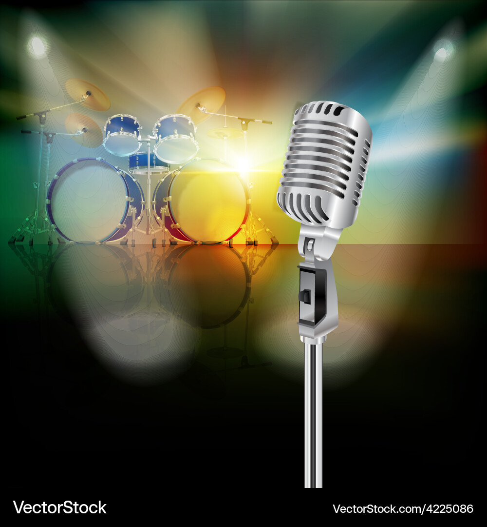 Abstract background with drum kit and retro Vector Image