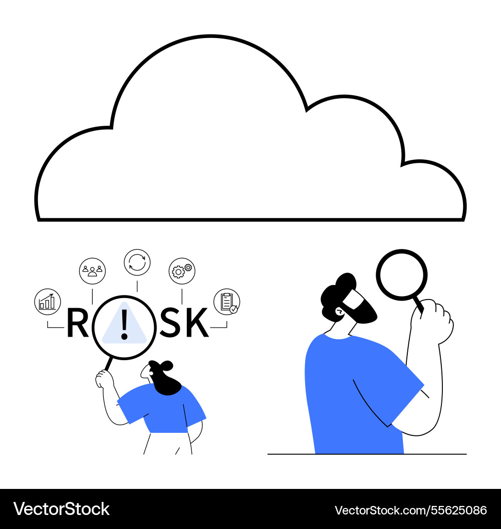 Cloud computing with risk analysis person Cloud computing with risk analysis person vector image