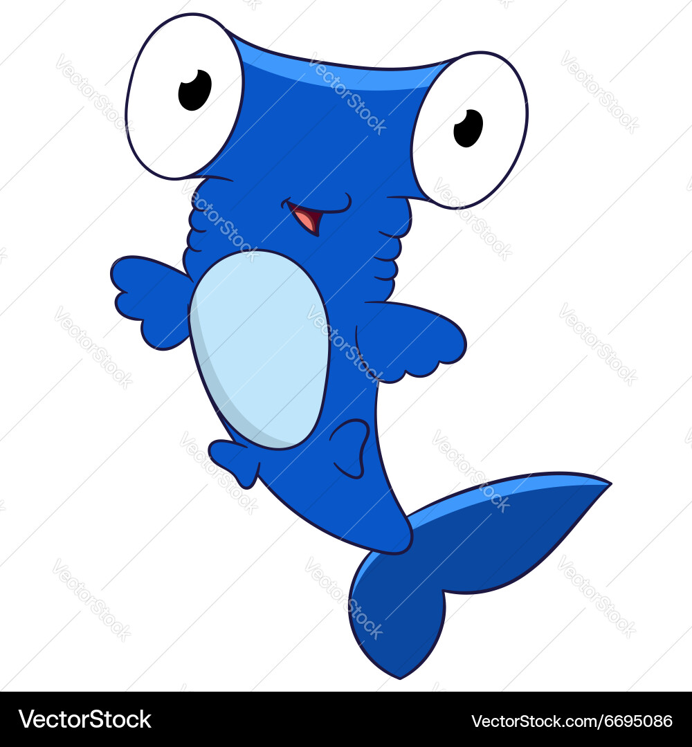 Cute Cartoon Hammerhead Shark Vector Image
