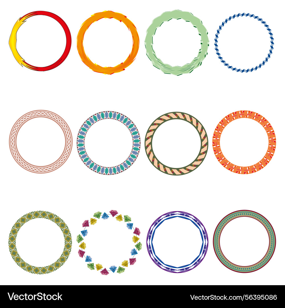Decorative circle set bright colorful patterns Vector Image