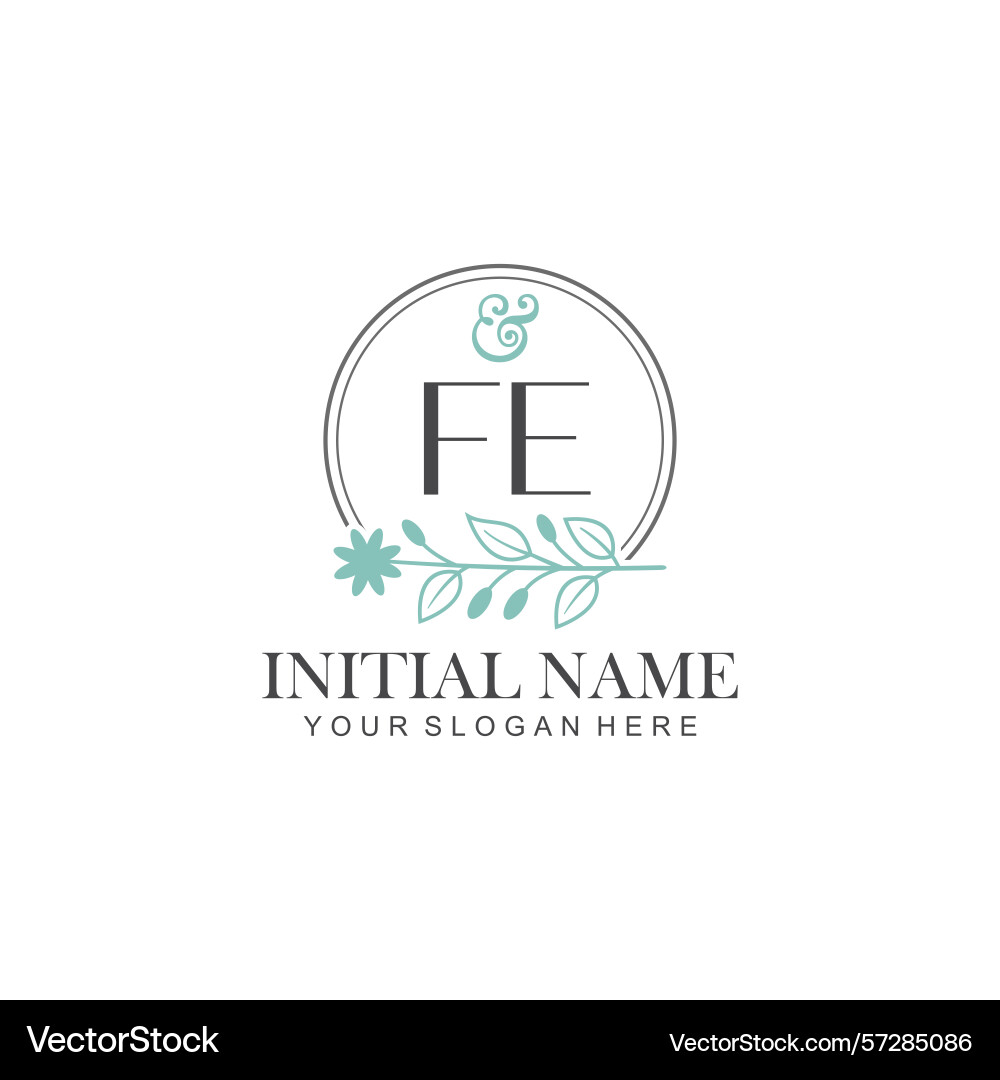 Fe initial logo templates with botanical elements Fe initial logo templates with botanical elements vector image