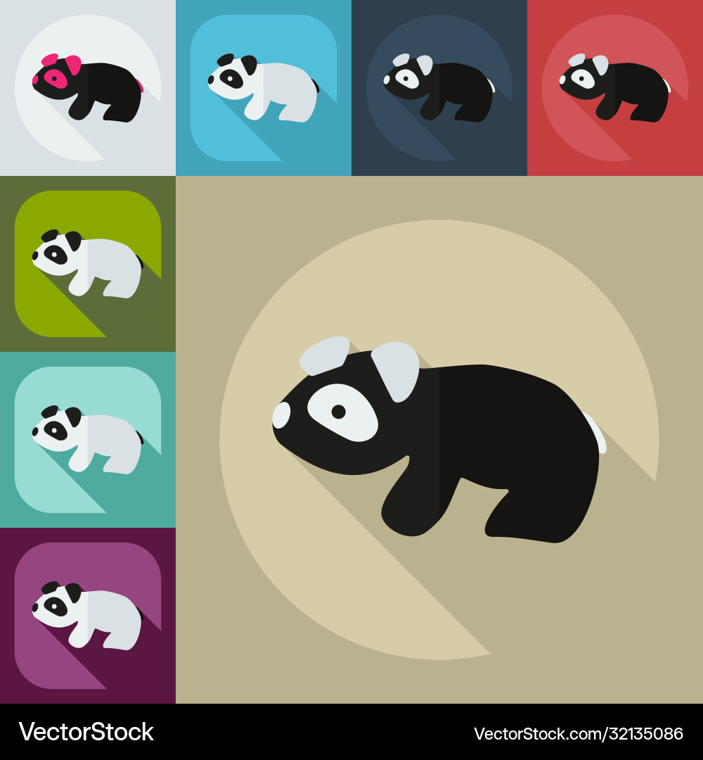 Flat modern design with shadow icons pandas Vector Image