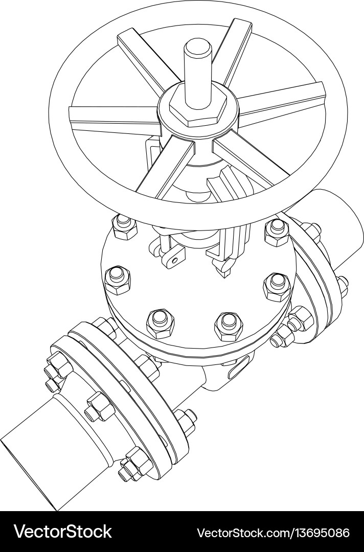 Industrial valve rendering of 3d Vector Image