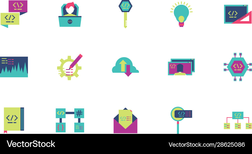 Isolated website code icon set design vector image