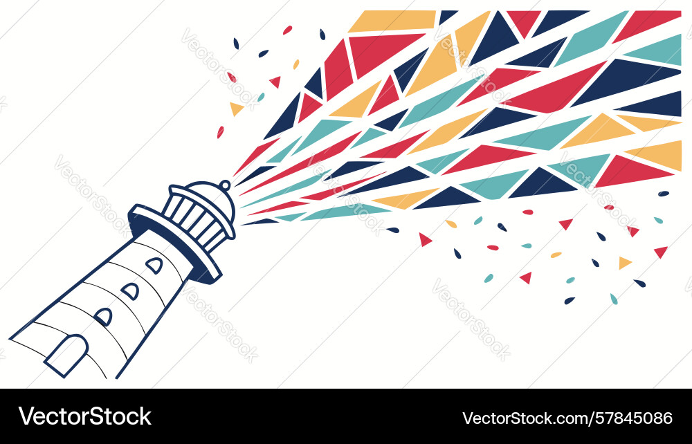 Lighthouse beaming abstract geometric light rays Vector Image
