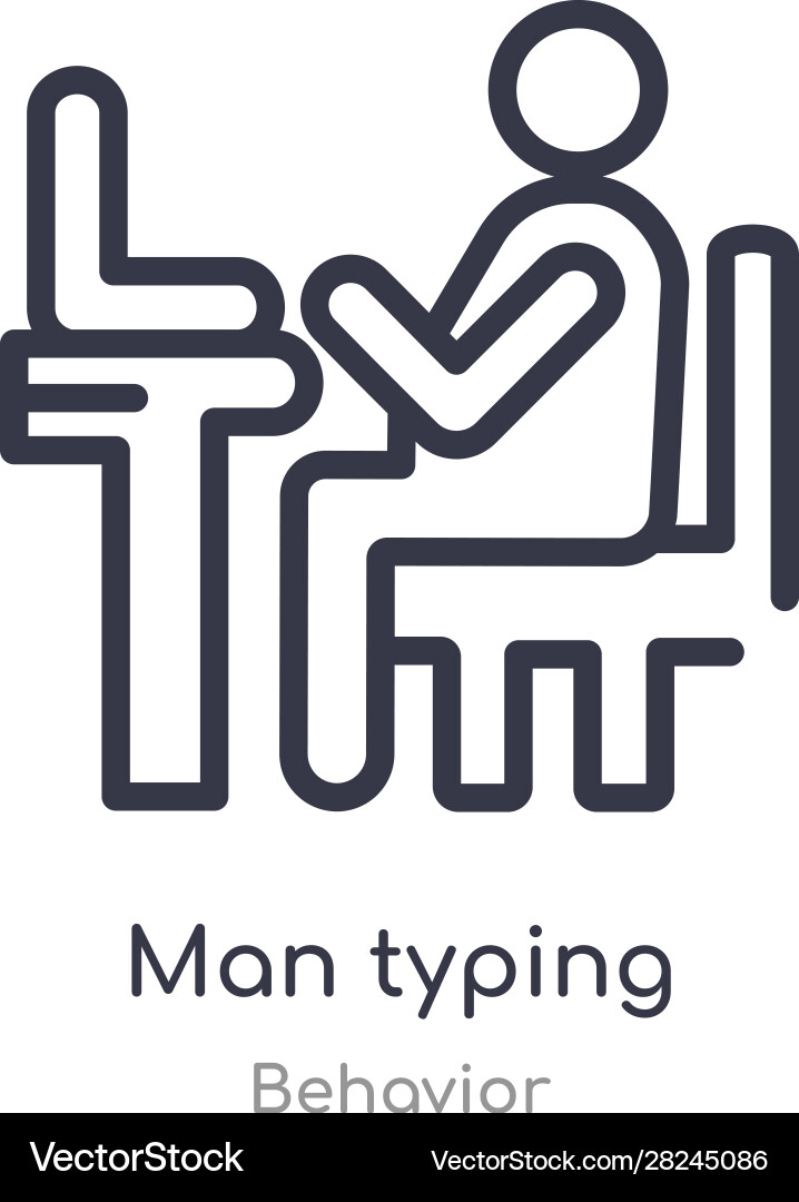 Man typing outline icon isolated line from Vector Image