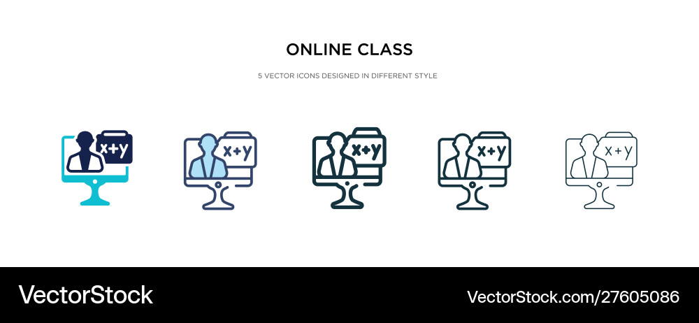 Online class icon in different style two colored Online class icon in different style two colored Vector Image