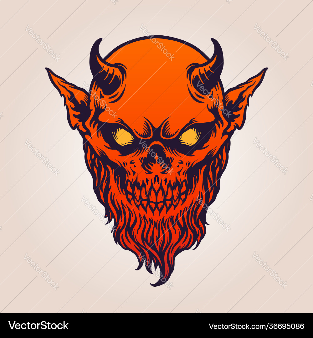 Red Devil with Horns and Beard vector image