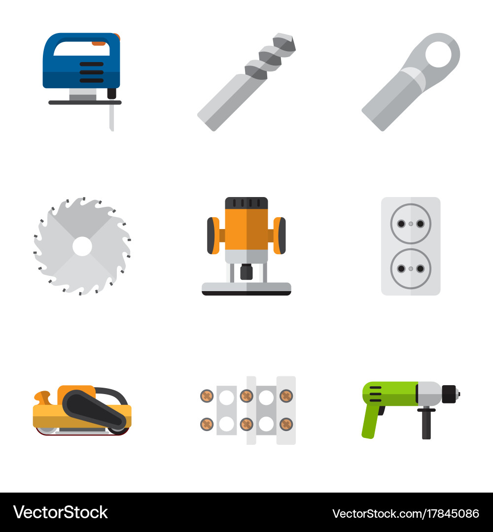 Set of 9 editable instruments flat icons includes vector image