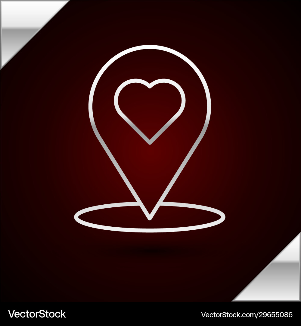 Silver line map pointer with heart icon isolated Silver line map pointer with heart icon isolated vector image