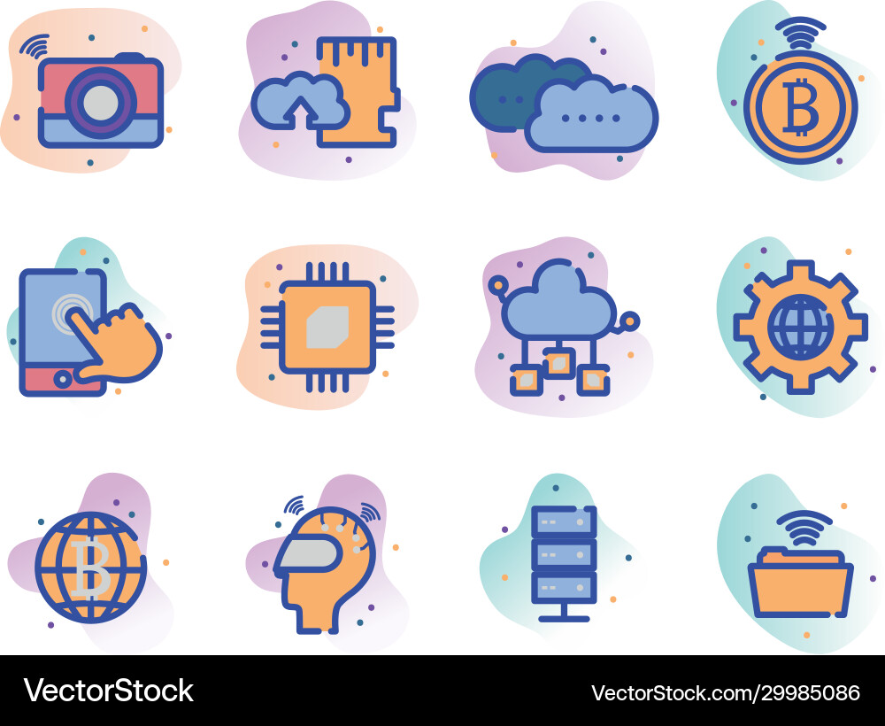 Technology and internet line fill block style icon Vector Image