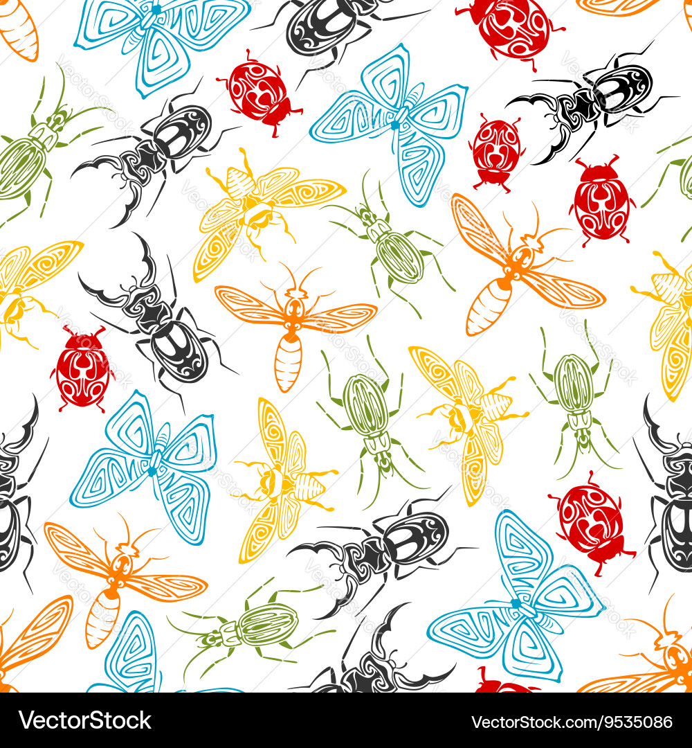 Tribal Insect Seamless Pattern Vector Image