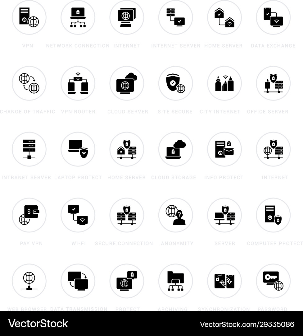VPN Icons - Secure Connection Vector Image