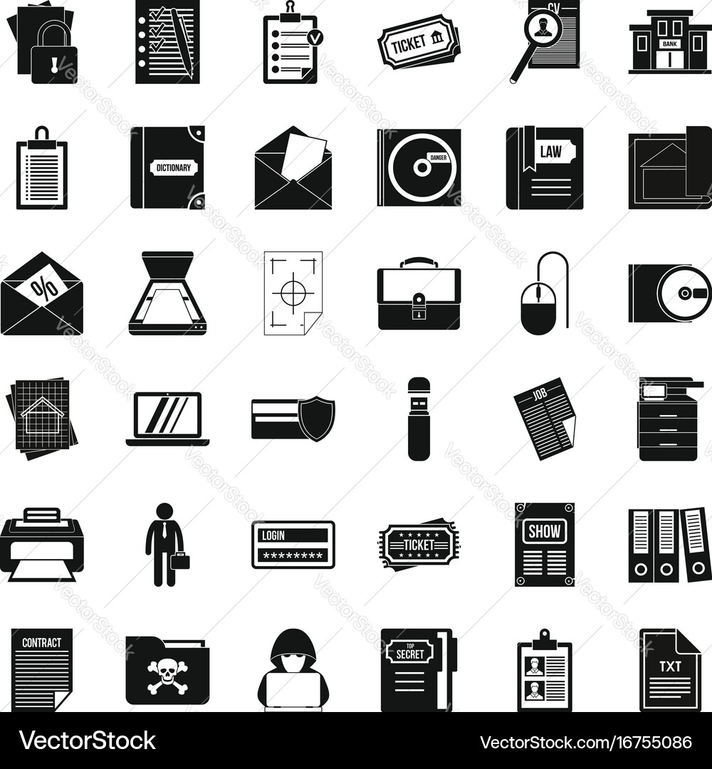 Working document icons set simple style vector image