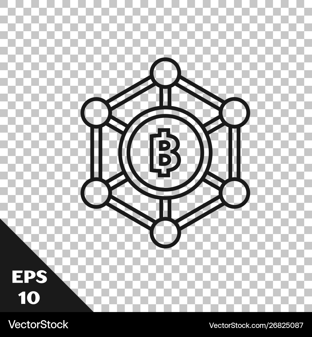 Black line blockchain technology bitcoin icon Black line blockchain technology bitcoin icon Vector Image