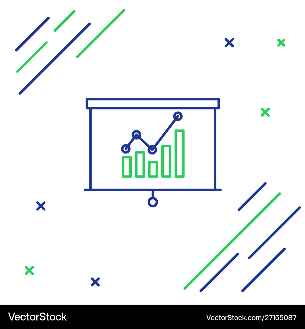 Blue and green line board with graph chart icon Vector Image