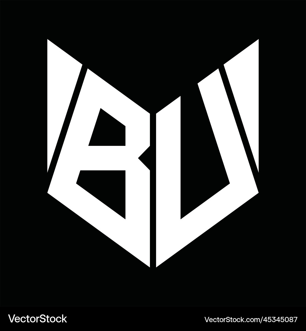 Bu logo monogram hexagon slice design template Vector Image