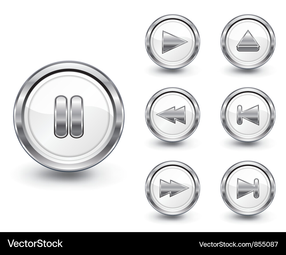 Chrome buttons set Vector Image