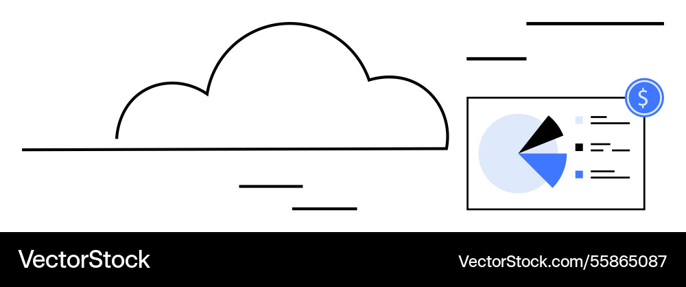 Cloud-based data analytics with pie chart Cloud-based data analytics with pie chart vector image