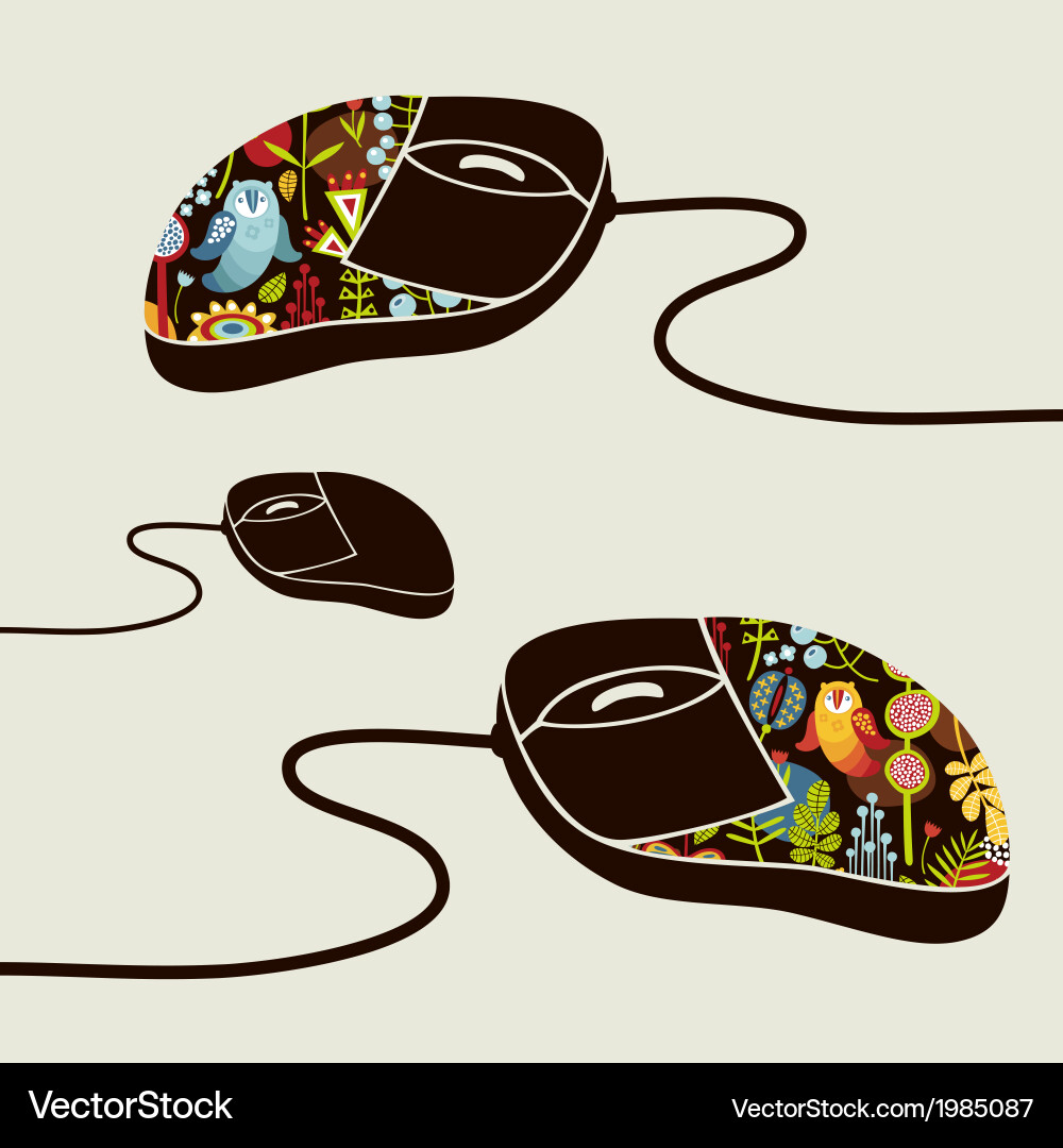 Computer mouse decorated with design print Vector Image