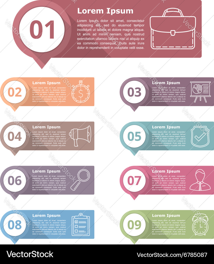 Design elements with numbers and icons vector image