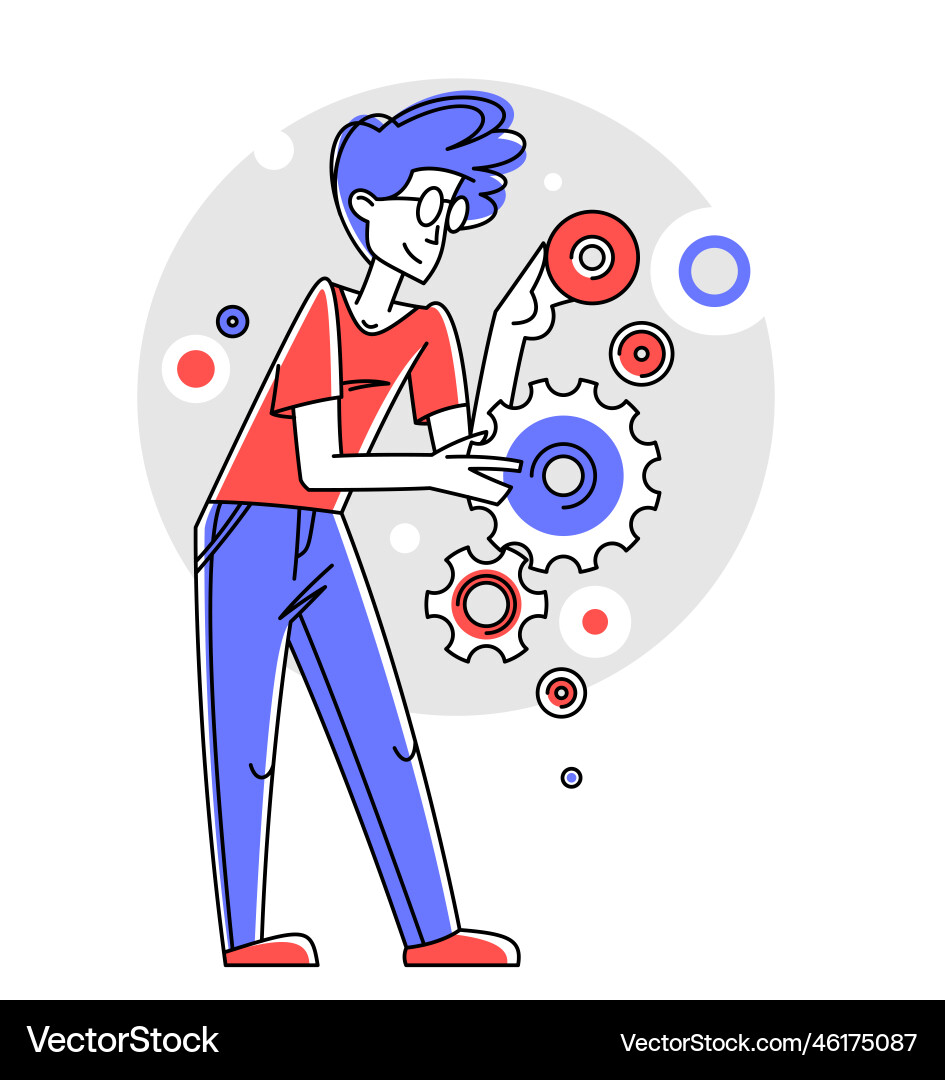 Engineer working on a project mechanic specialist Vector Image