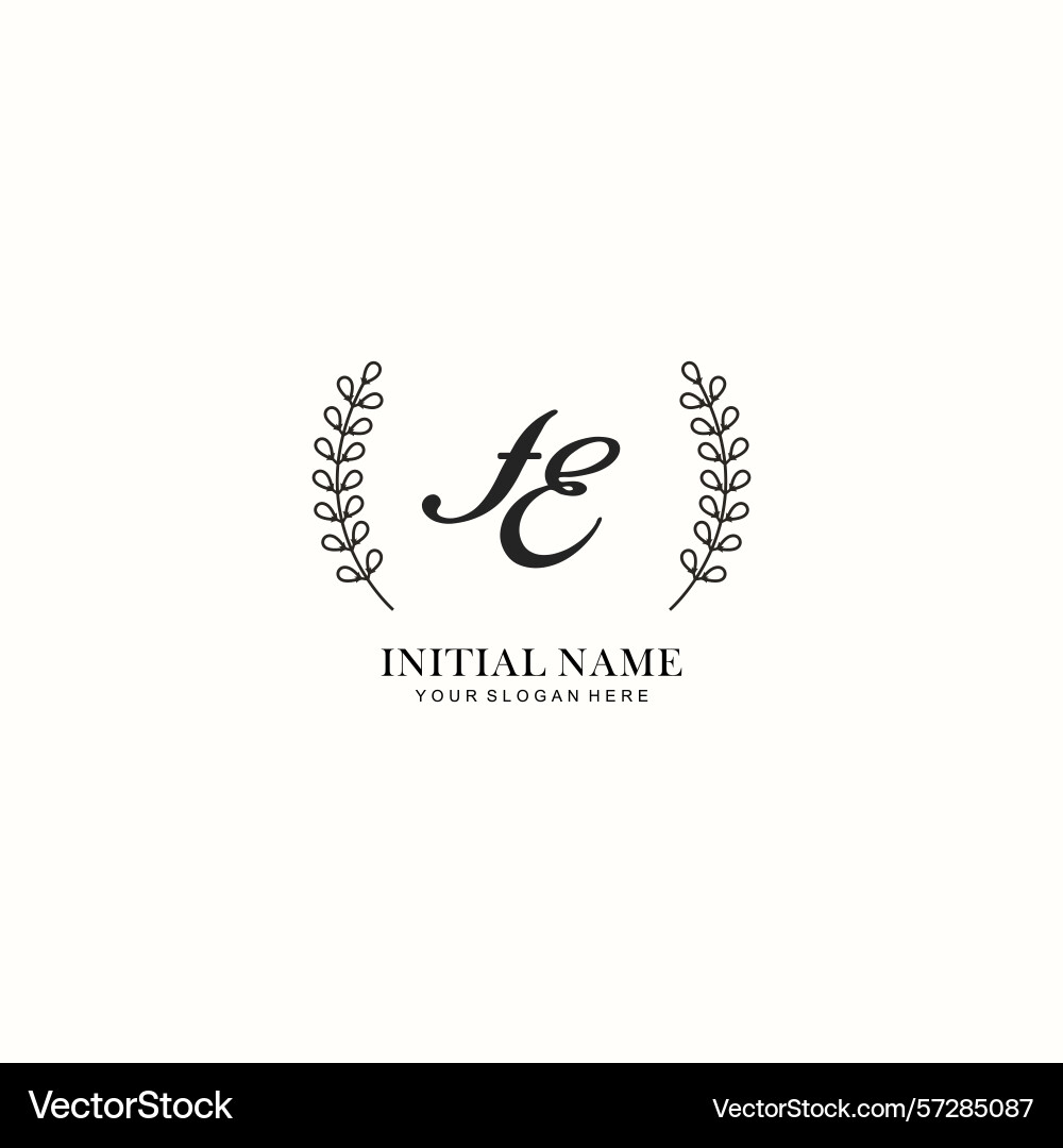 Fe initial logo templates with botanical elements Vector Image