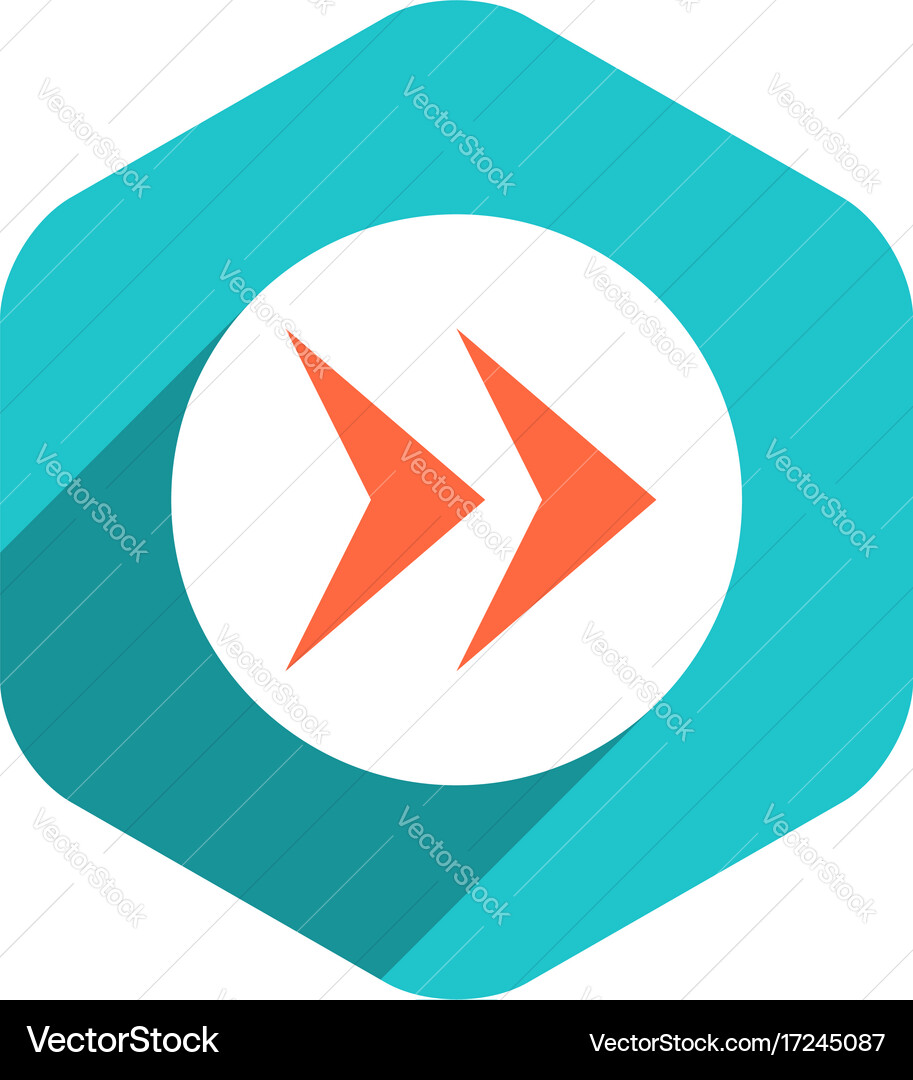 Flat arrow sign round icon hexagon button vector image