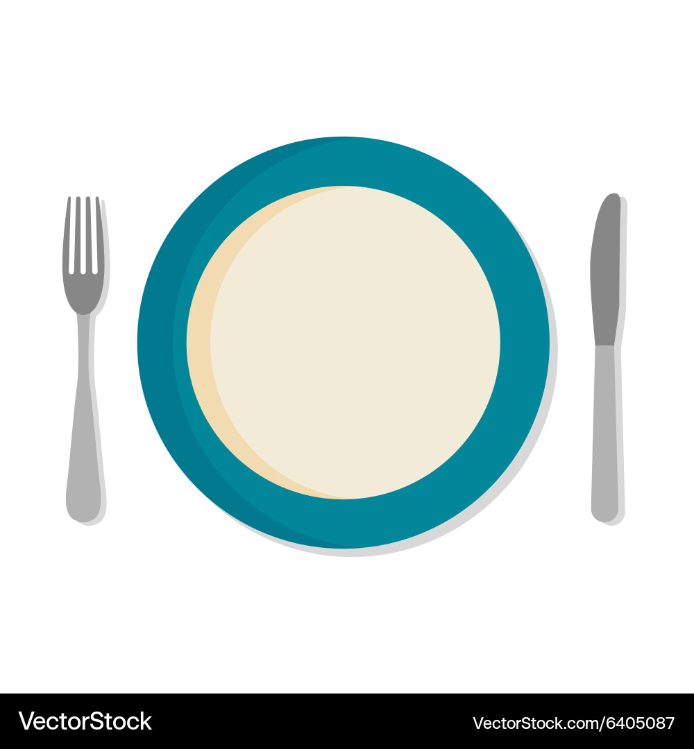Flat design set with a fork knife and dinner Vector Image