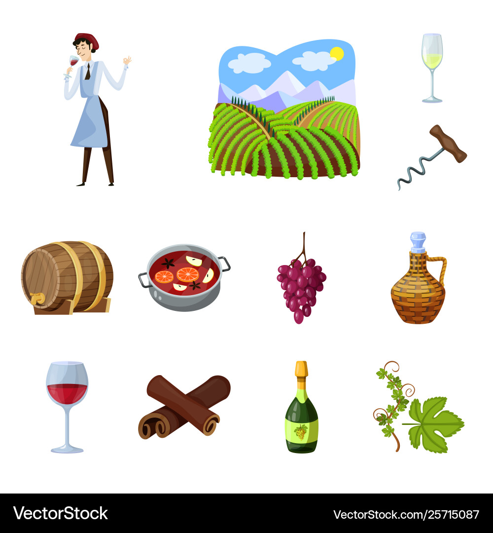 Grape and winery icon set Vector Image
