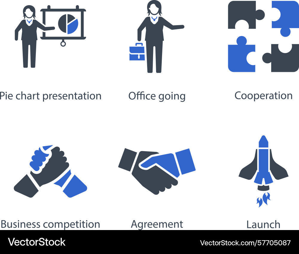 Group - 2pie chart presentation office going Vector Image