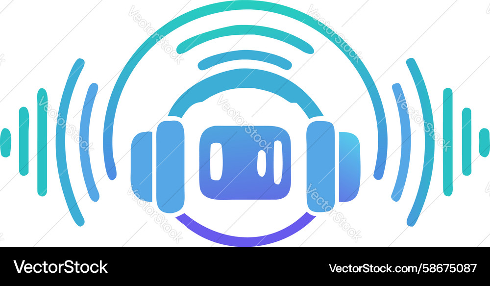Headset with wireless signal for bluetooth Vector Image
