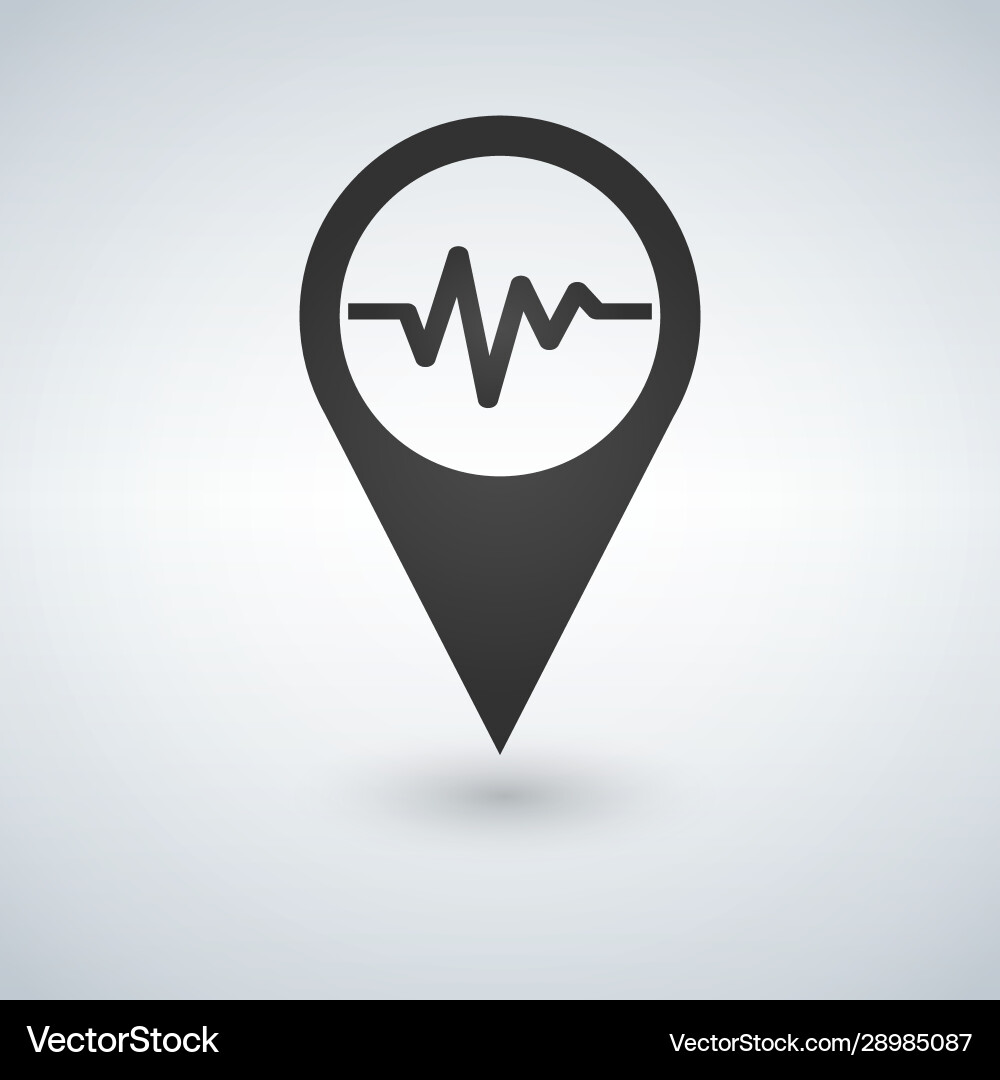Heart beat icon black map pointer Heart beat icon black map pointer vector image