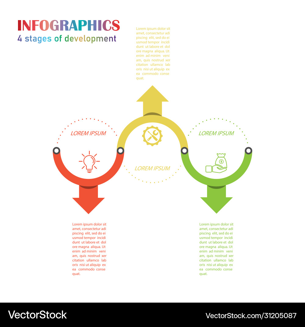 Infographics template three stages for web Infographics template three stages for web vector image