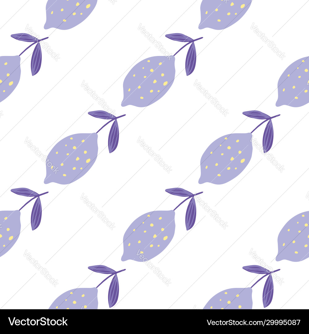 Lemon with leaf seamless pattern hand drawn Vector Image