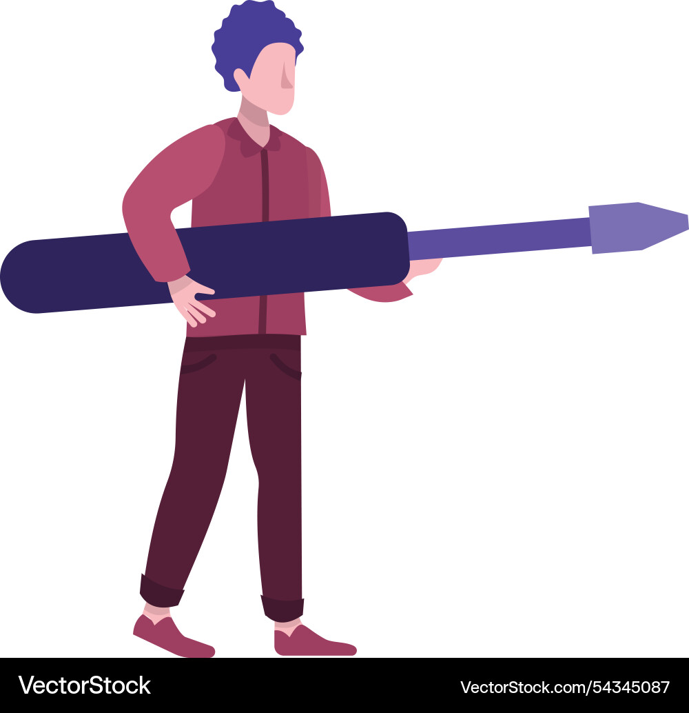 Man with screwdriver technical service icon vector image