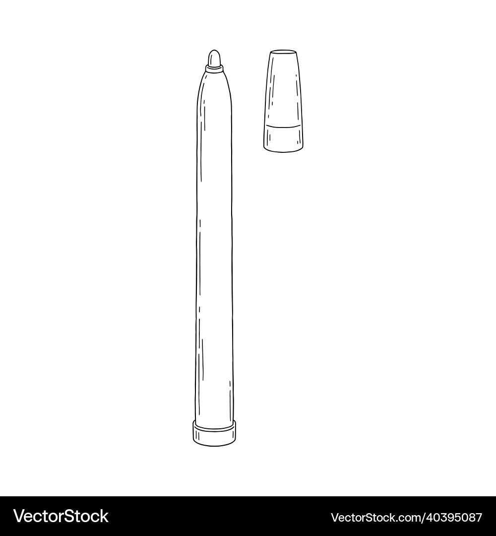 Marker pen with lid sketch style Vector Image