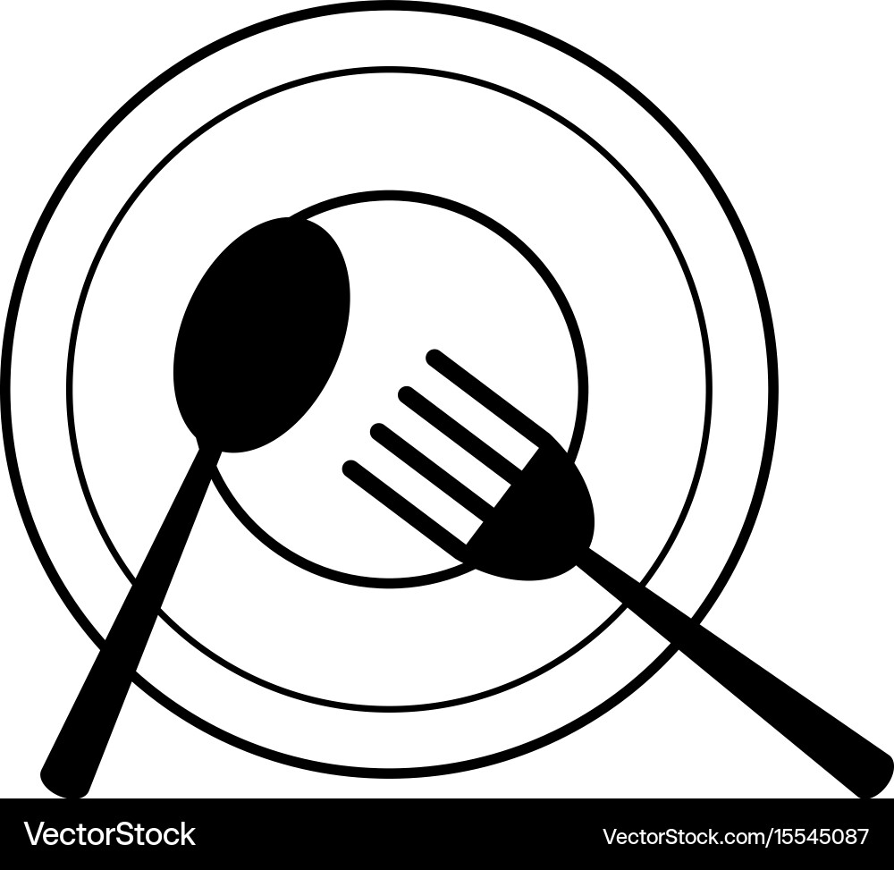 Plate with fork and spoon icon image Vector Image