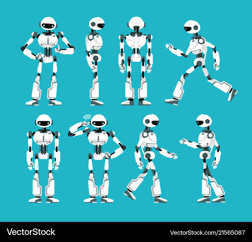 Robotic Character Set - Futuristic Robot vector image