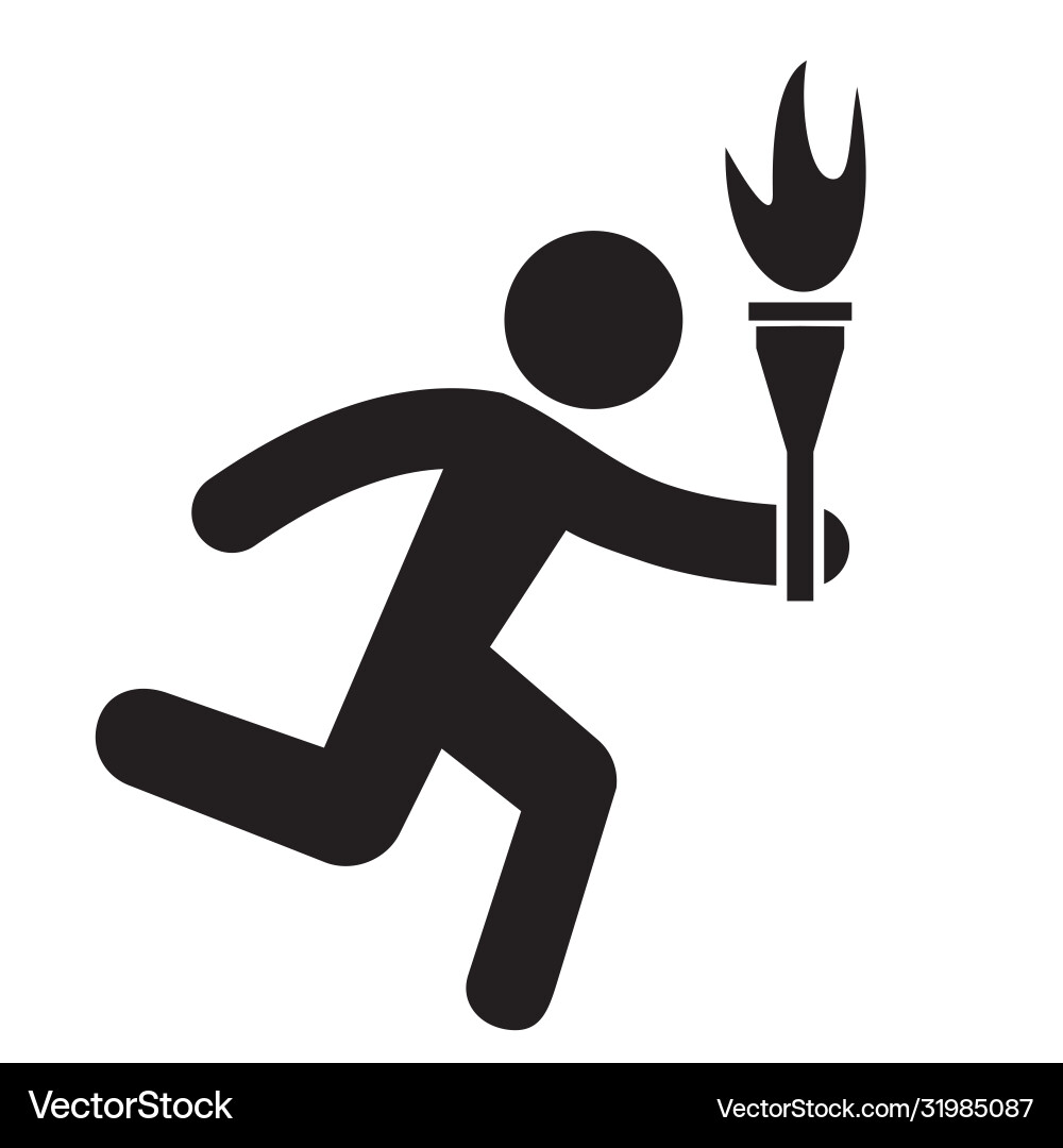 Runner with torch black Runner with torch black vector image