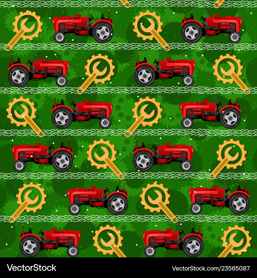 Seamless patterns with tractors Vector Image