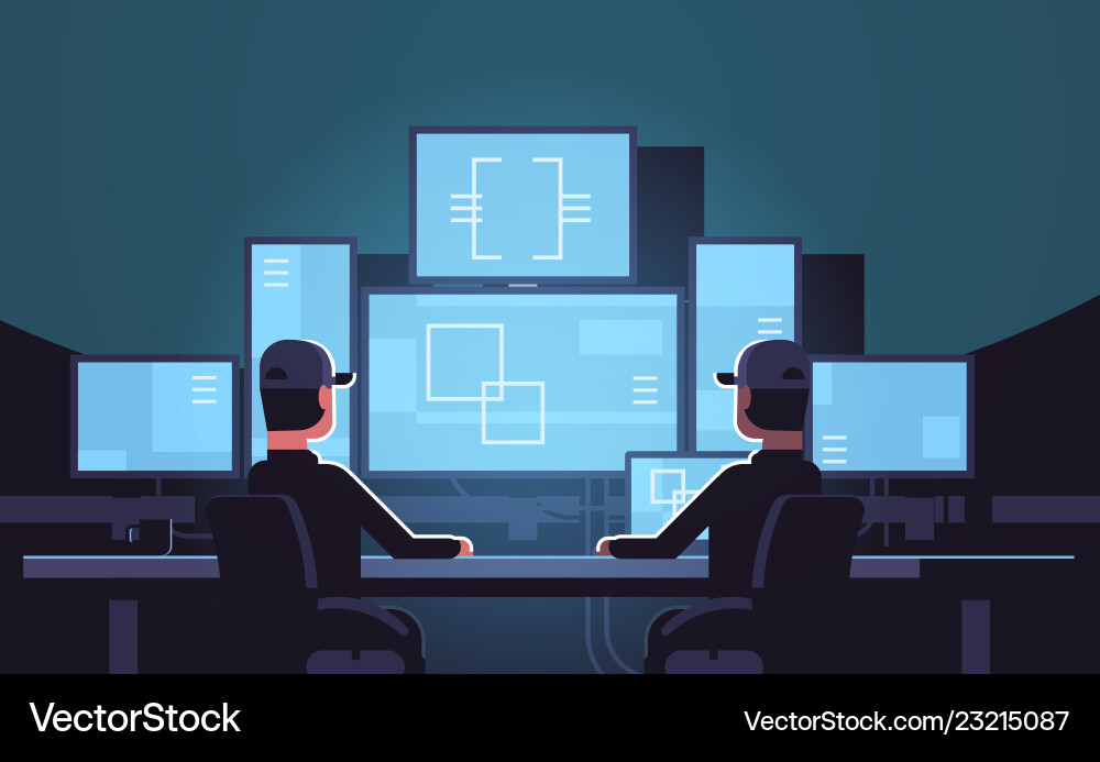 Security Control Room Monitoring Vector Image