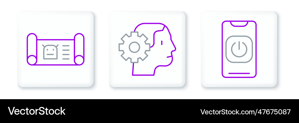 Set line turn off robot from phone Set line turn off robot from phone vector image