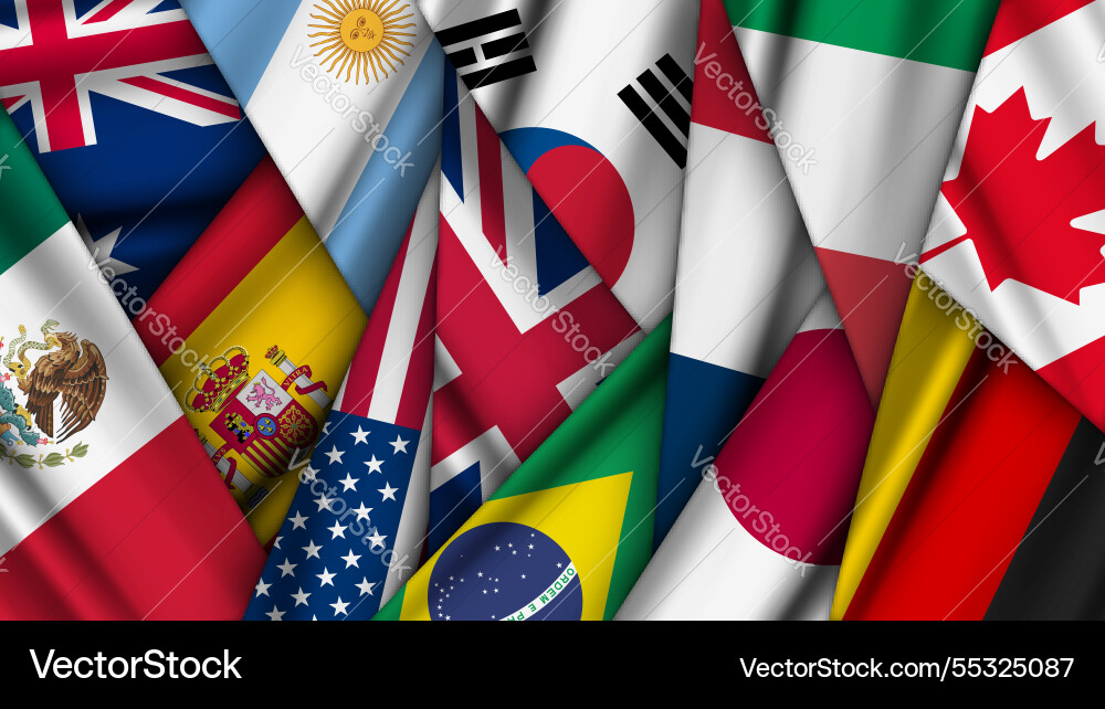 Set of variant flags stacked on top each other Vector Image